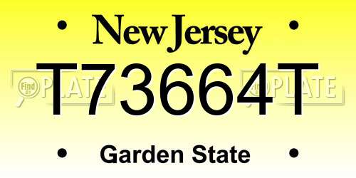 T73664T New Jersey License Plate