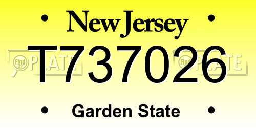 T737026 New Jersey License Plate
