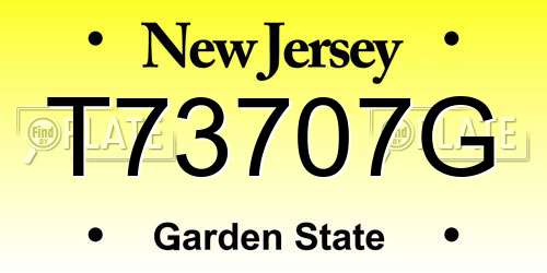 T73707G New Jersey License Plate