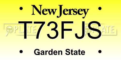 T73FJS New Jersey License Plate