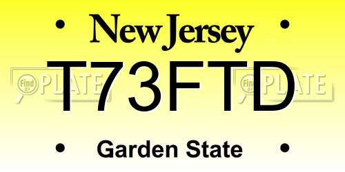 T73FTD New Jersey License Plate