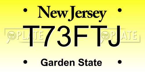 T73FTJ New Jersey License Plate