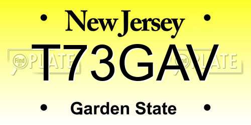 T73GAV New Jersey License Plate