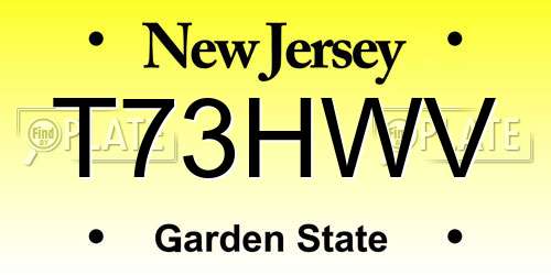T73HWV New Jersey License Plate