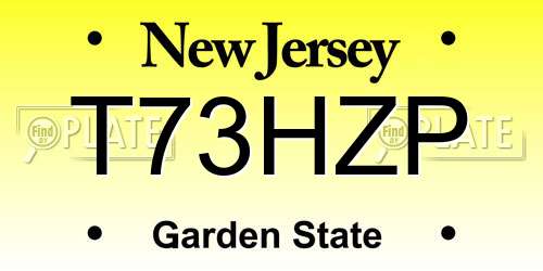 T73HZP New Jersey License Plate