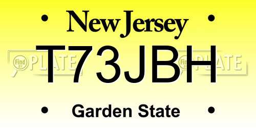 T73JBH New Jersey License Plate