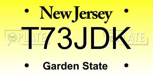T73JDK New Jersey License Plate