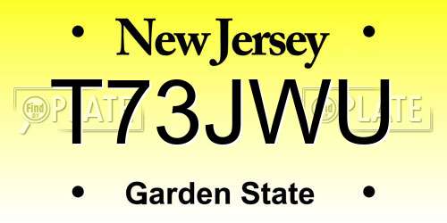 T73JWU New Jersey License Plate