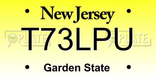 T73LPU New Jersey License Plate