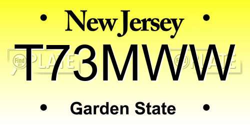 T73MWW New Jersey License Plate
