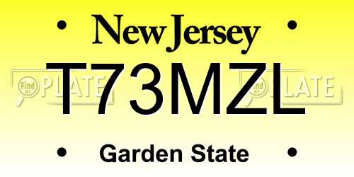 T73MZL New Jersey License Plate