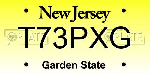 T73PXG New Jersey License Plate