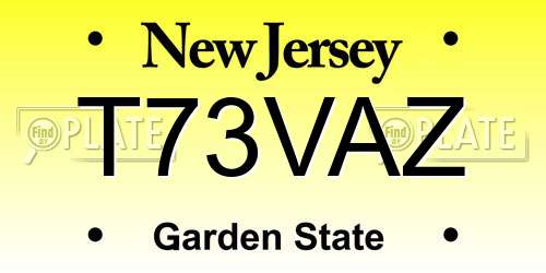 T73VAZ New Jersey License Plate
