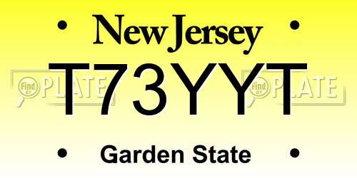 T73YYT New Jersey License Plate