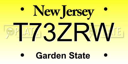 T73ZRW New Jersey License Plate