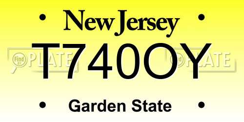 T740OY New Jersey License Plate