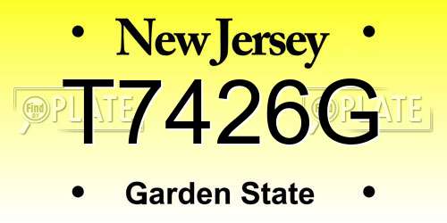 T7426G New Jersey License Plate