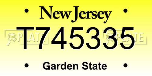 T745335 New Jersey License Plate