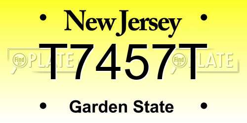 T7457T New Jersey License Plate