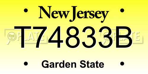 T74833B New Jersey License Plate