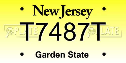 T7487T New Jersey License Plate
