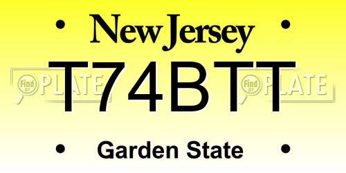 T74BTT New Jersey License Plate