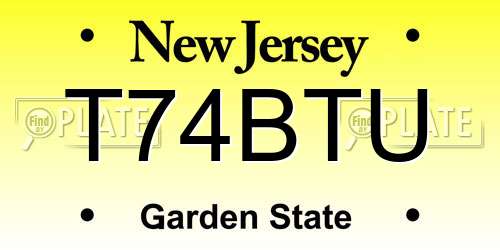 T74BTU New Jersey License Plate