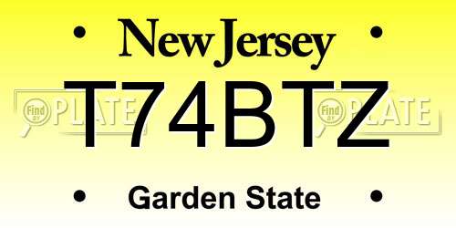 T74BTZ New Jersey License Plate