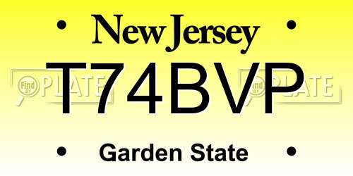 T74BVP New Jersey License Plate
