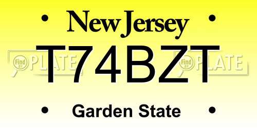 T74BZT New Jersey License Plate