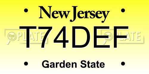 T74DEF New Jersey License Plate