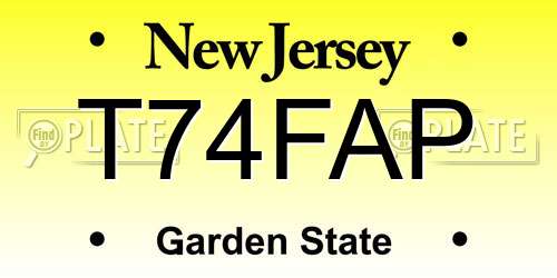 T74FAP New Jersey License Plate