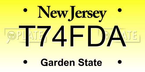 T74FDA New Jersey License Plate