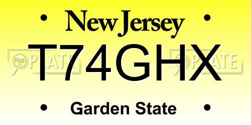 T74GHX New Jersey License Plate