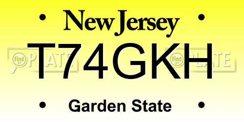 T74GKH New Jersey License Plate