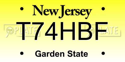 T74HBF New Jersey License Plate
