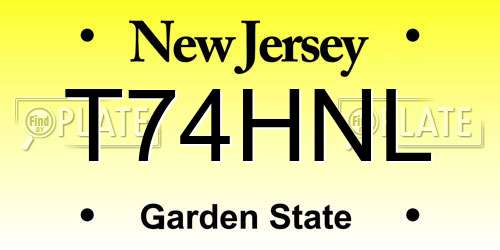 T74HNL New Jersey License Plate