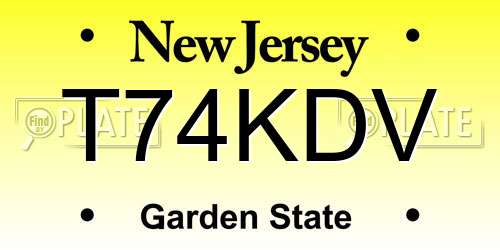 T74KDV New Jersey License Plate