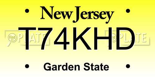 T74KHD New Jersey License Plate