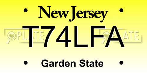 T74LFA New Jersey License Plate