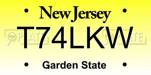 T74LKW New Jersey License Plate