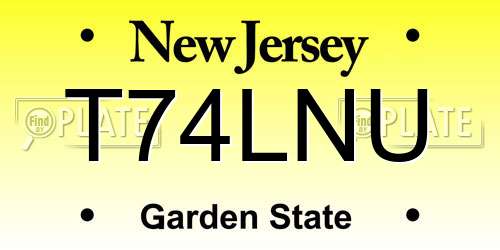T74LNU New Jersey License Plate