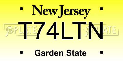 T74LTN New Jersey License Plate