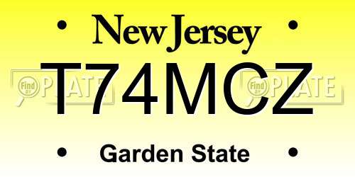 T74MCZ New Jersey License Plate