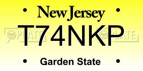 T74NKP New Jersey License Plate