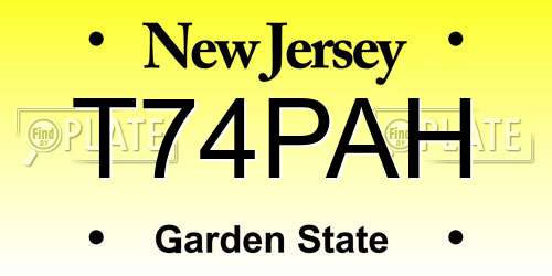 T74PAH New Jersey License Plate