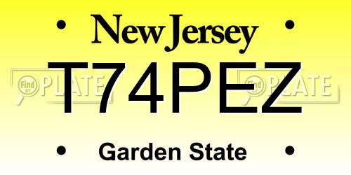 T74PEZ New Jersey License Plate