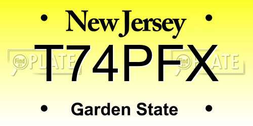 T74PFX New Jersey License Plate