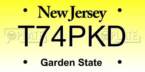 T74PKD New Jersey License Plate