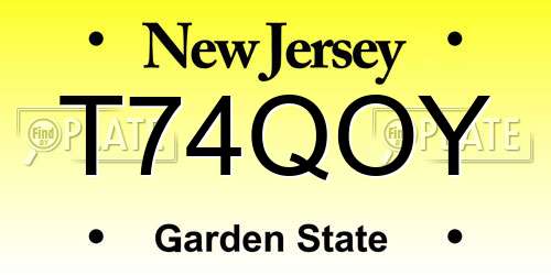 T74QOY New Jersey License Plate